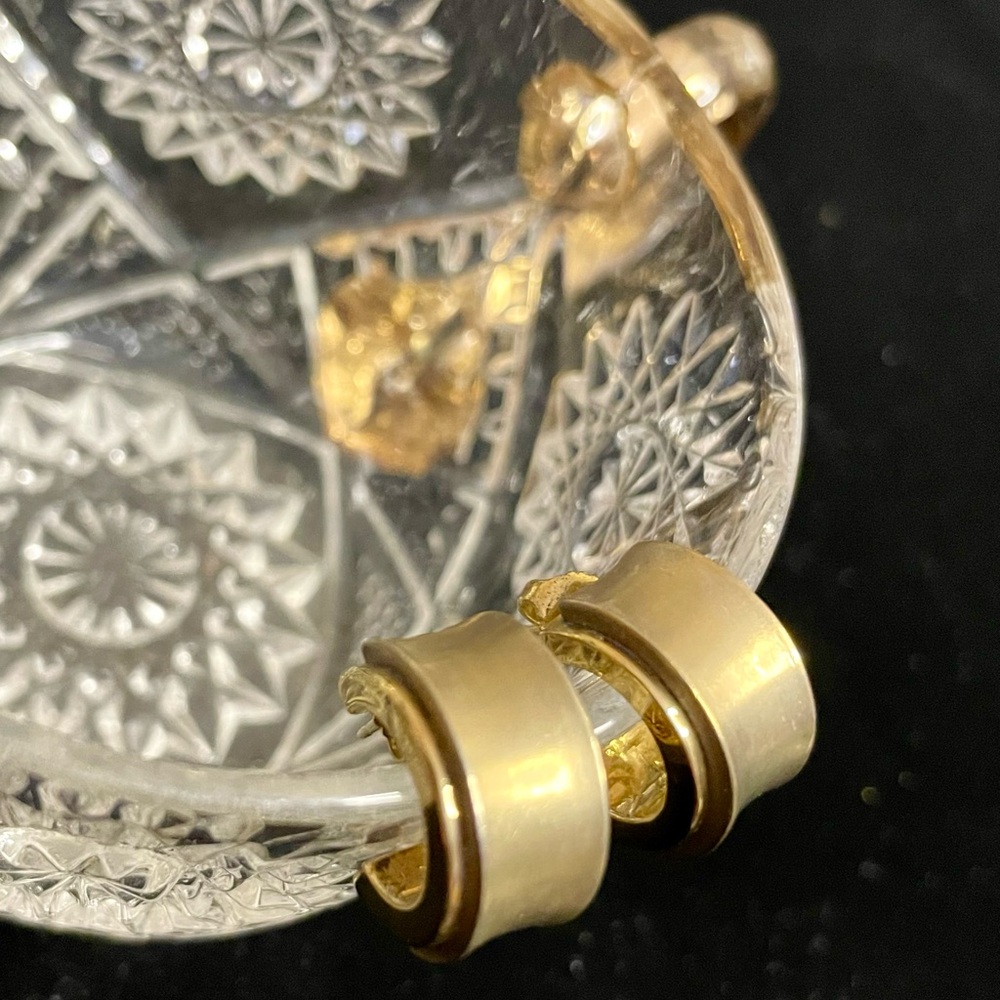 Lauren Ralph Lauren Gold Two Tone Huggie Earrings